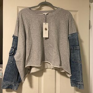Crop Denim Sleeve Top